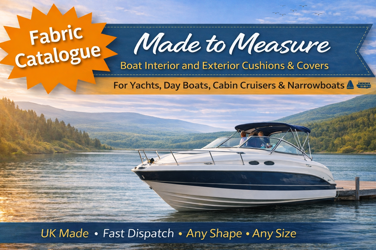 Made to measure marine cushions and upholstery for yachts, day boats, cabin cruisers and narrowboats